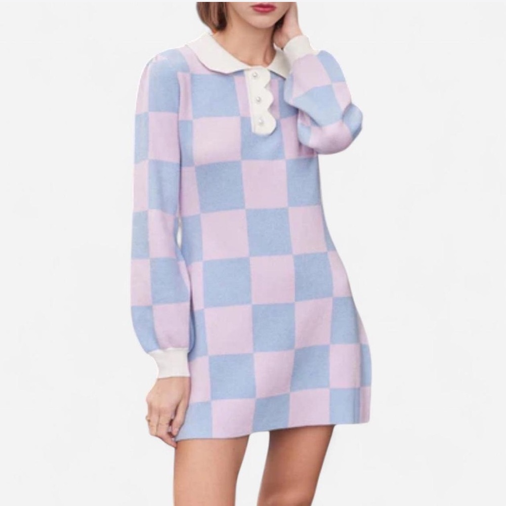 QUANTA DU SOLEIL Cornflower Blue+Lavender Checked Mini - Size 38FR / 6US